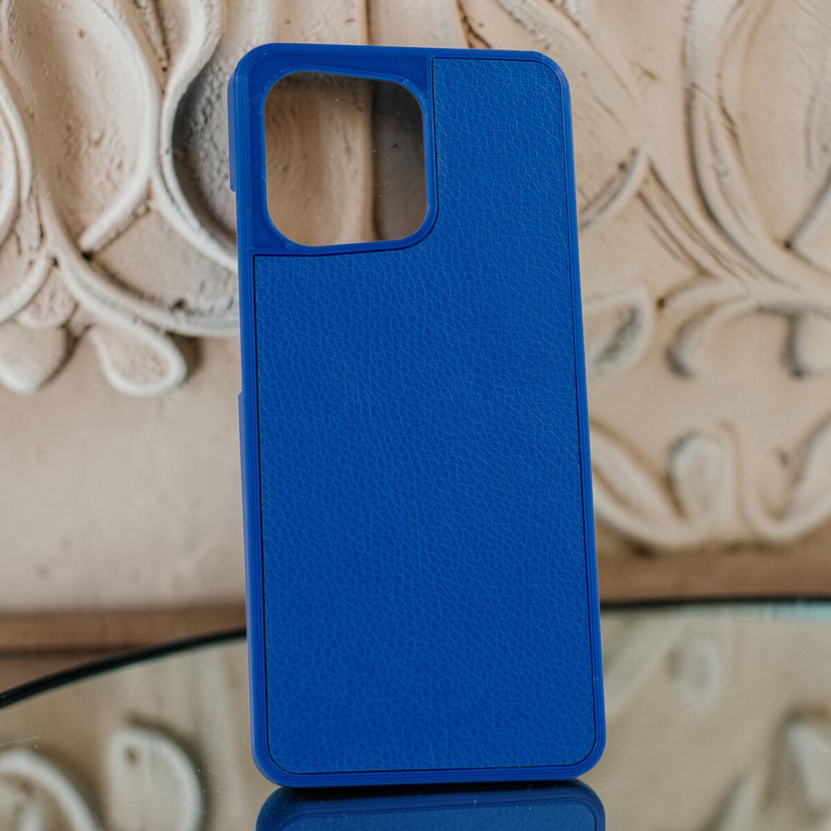 Чехол 3d-Flex на Motorola G86 5G (с накладкой Эко-кожа) Синий