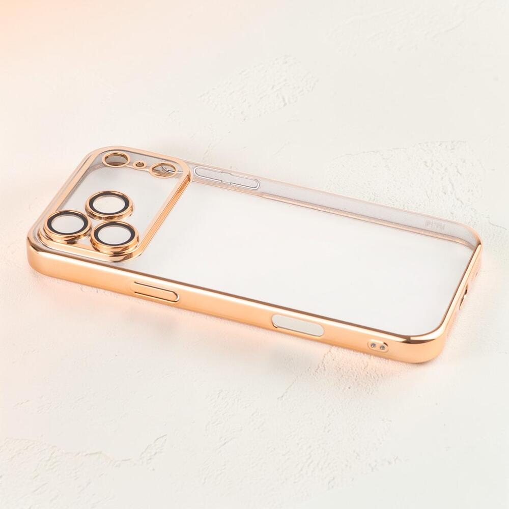 Чехол Gold Frame для Apple iPhone 17 Pro Max. Полностью защищает камеры