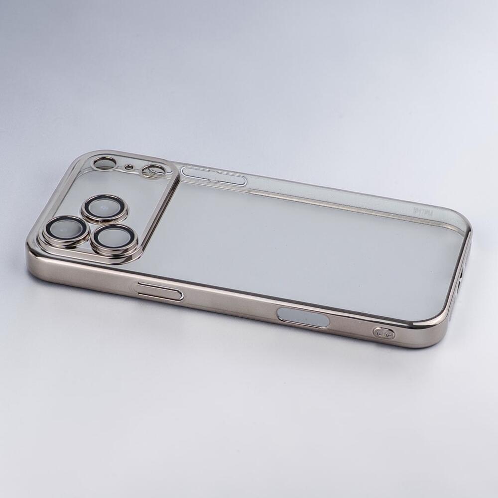 Чехол Silver Frame для Apple iPhone 17 Pro Max. Полностью защищает камеры